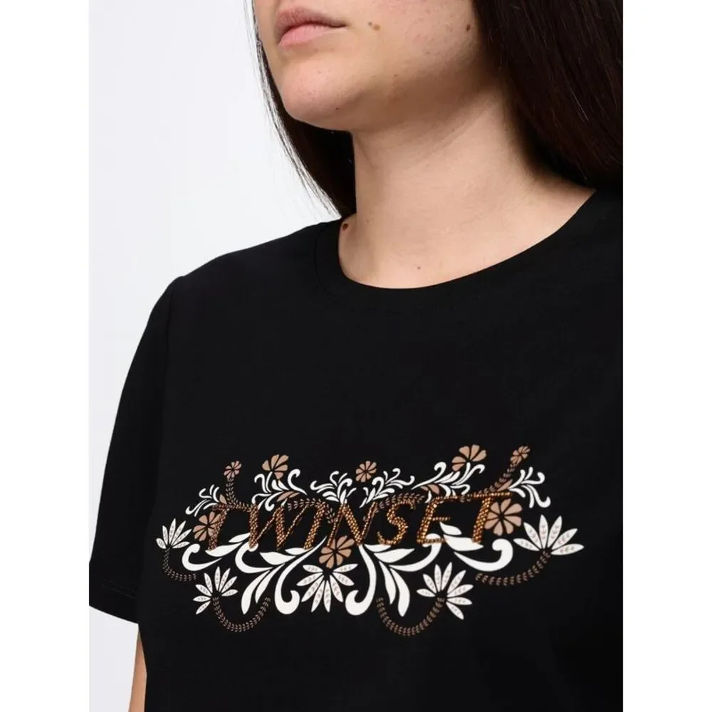 Twinset U&B Women Cotton Blend T-Shirts Twinset U&B With Beads